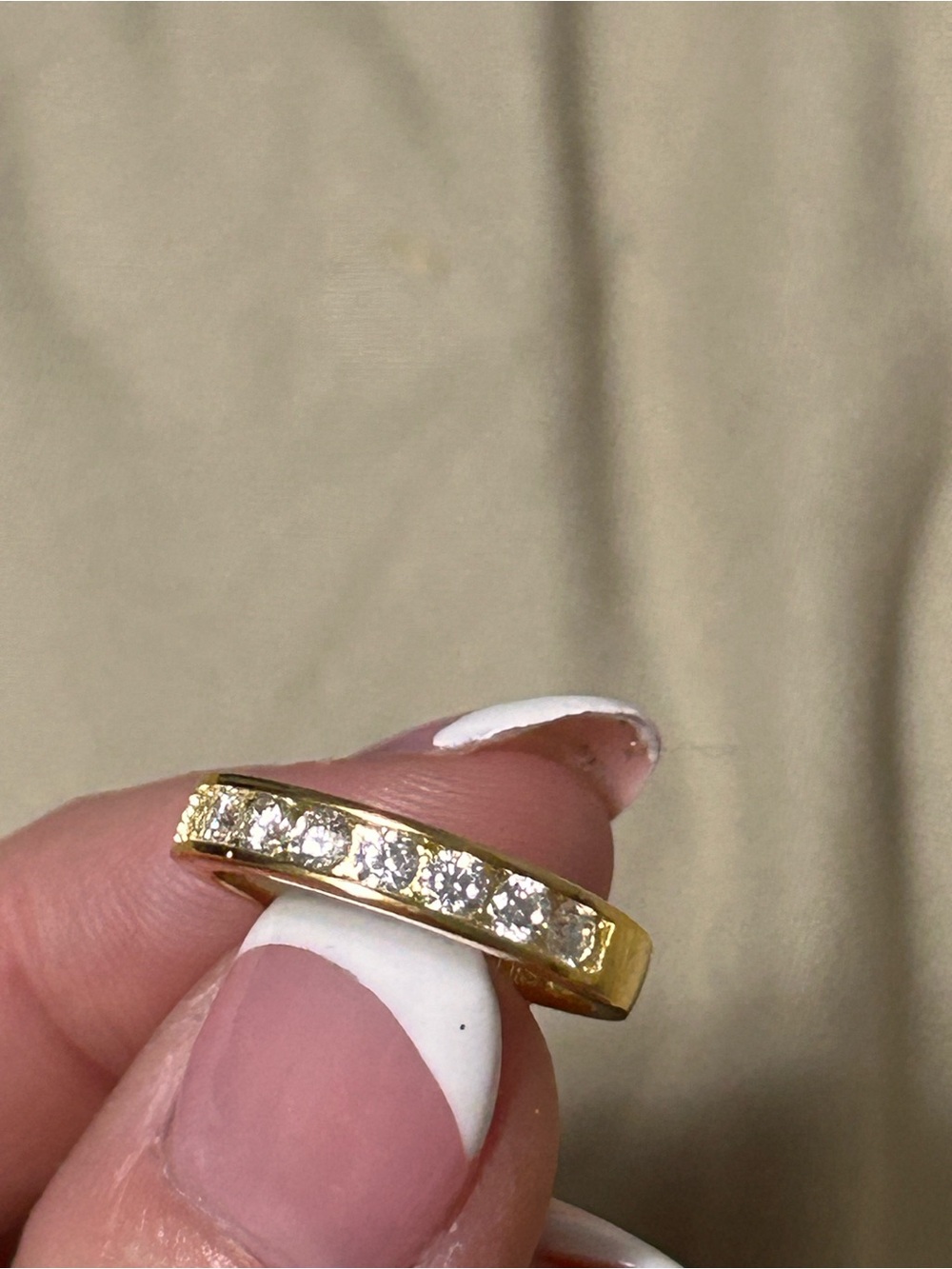 Gold Cubic Zirconia Channel-Set Band - Women’s Fashion Ring